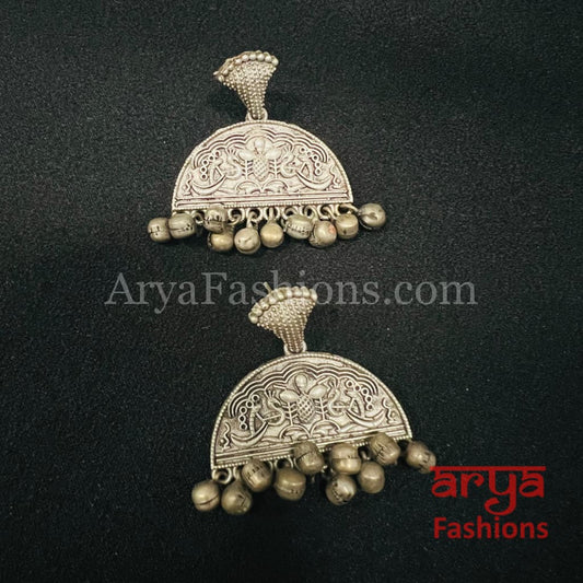 Rubina Silver Oxidized Chandbali