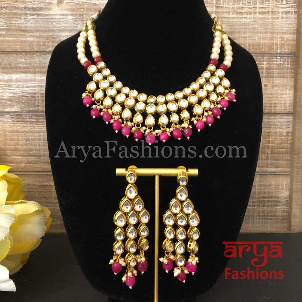 Ruby Kundan Necklace with Meenakari