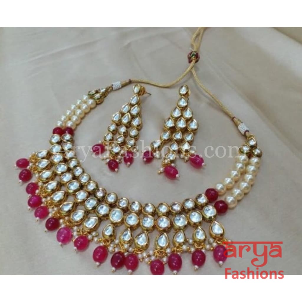 Ruby Kundan Necklace with Meenakari