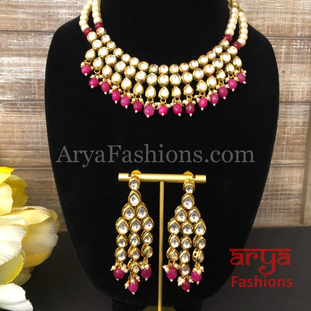 Ruby Kundan Necklace with Meenakari