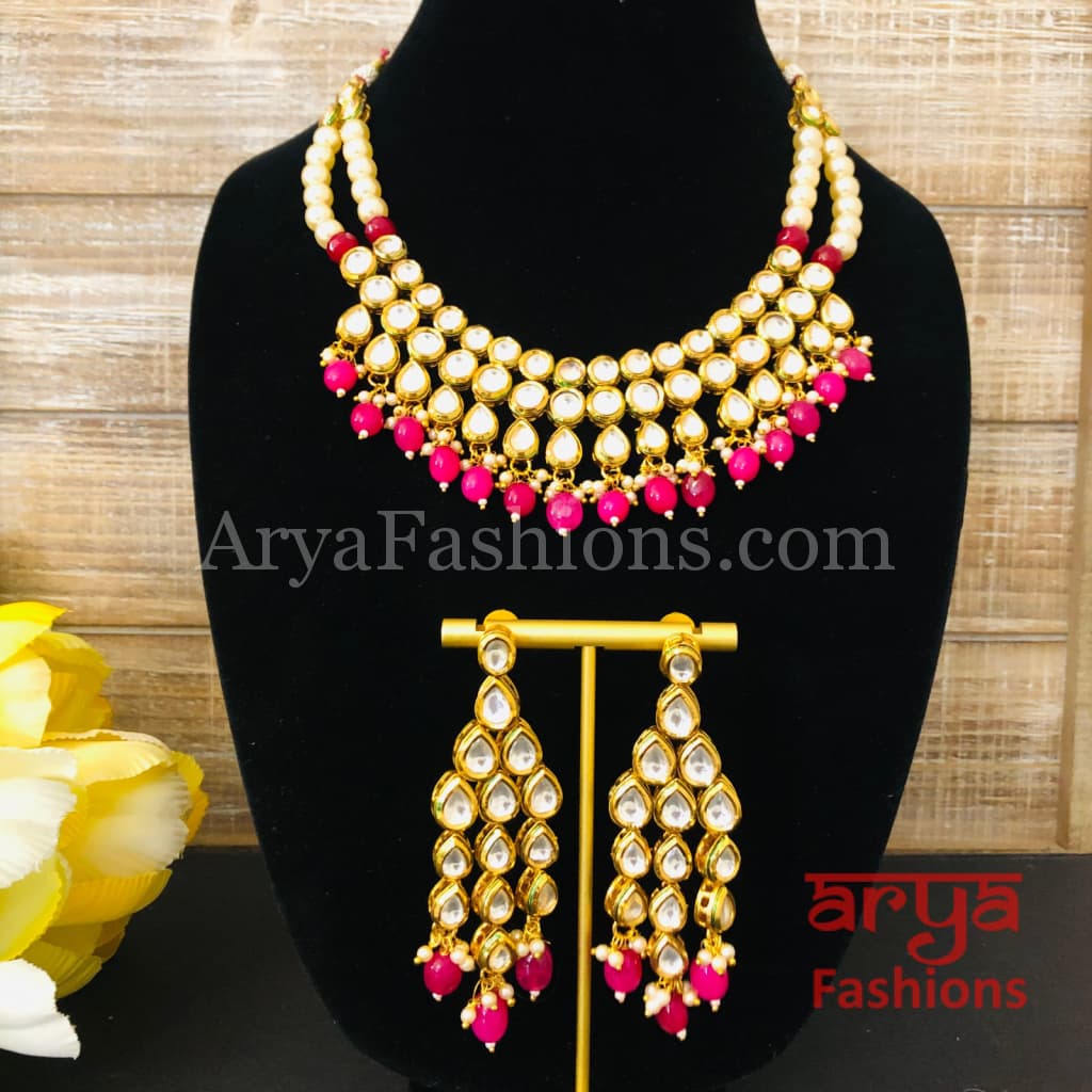 Ruby Kundan Necklace with Meenakari
