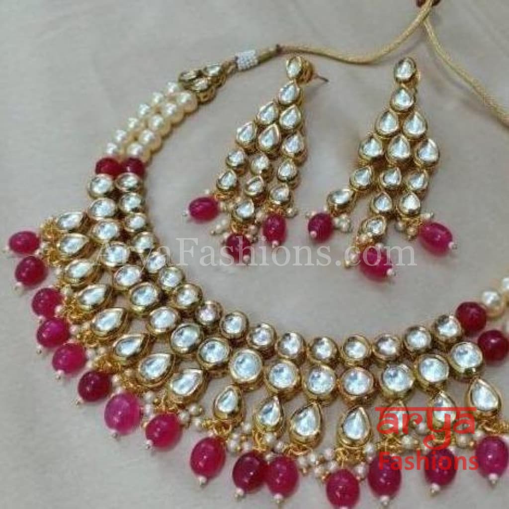 Ruby Kundan Necklace with Meenakari