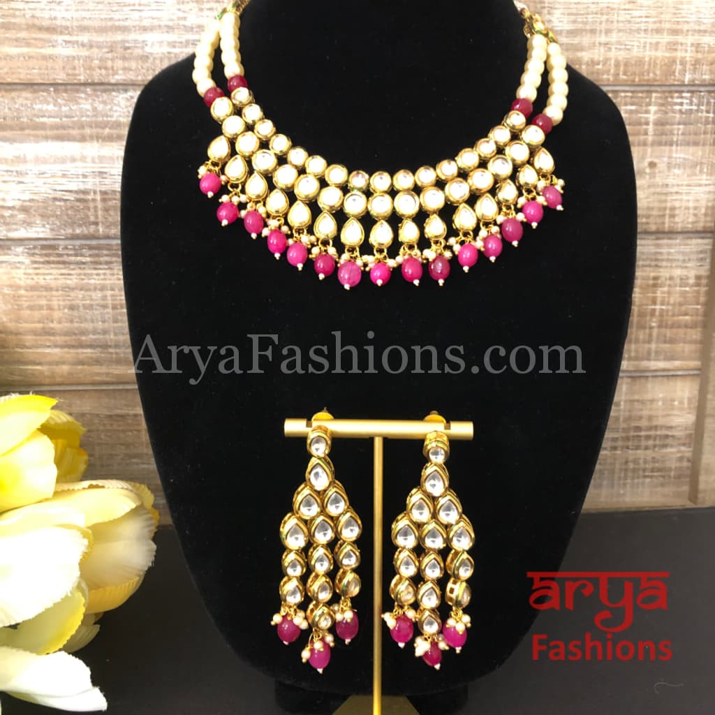 Ruby Kundan Necklace with Meenakari