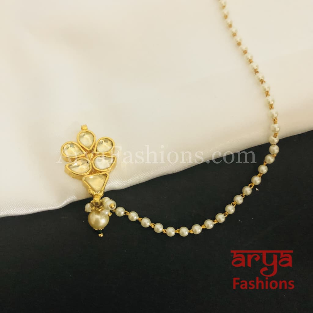 Ruby Pacchi Kundan Nose Clip/ CZ non piercing nose ring/ Bridal Nosepin