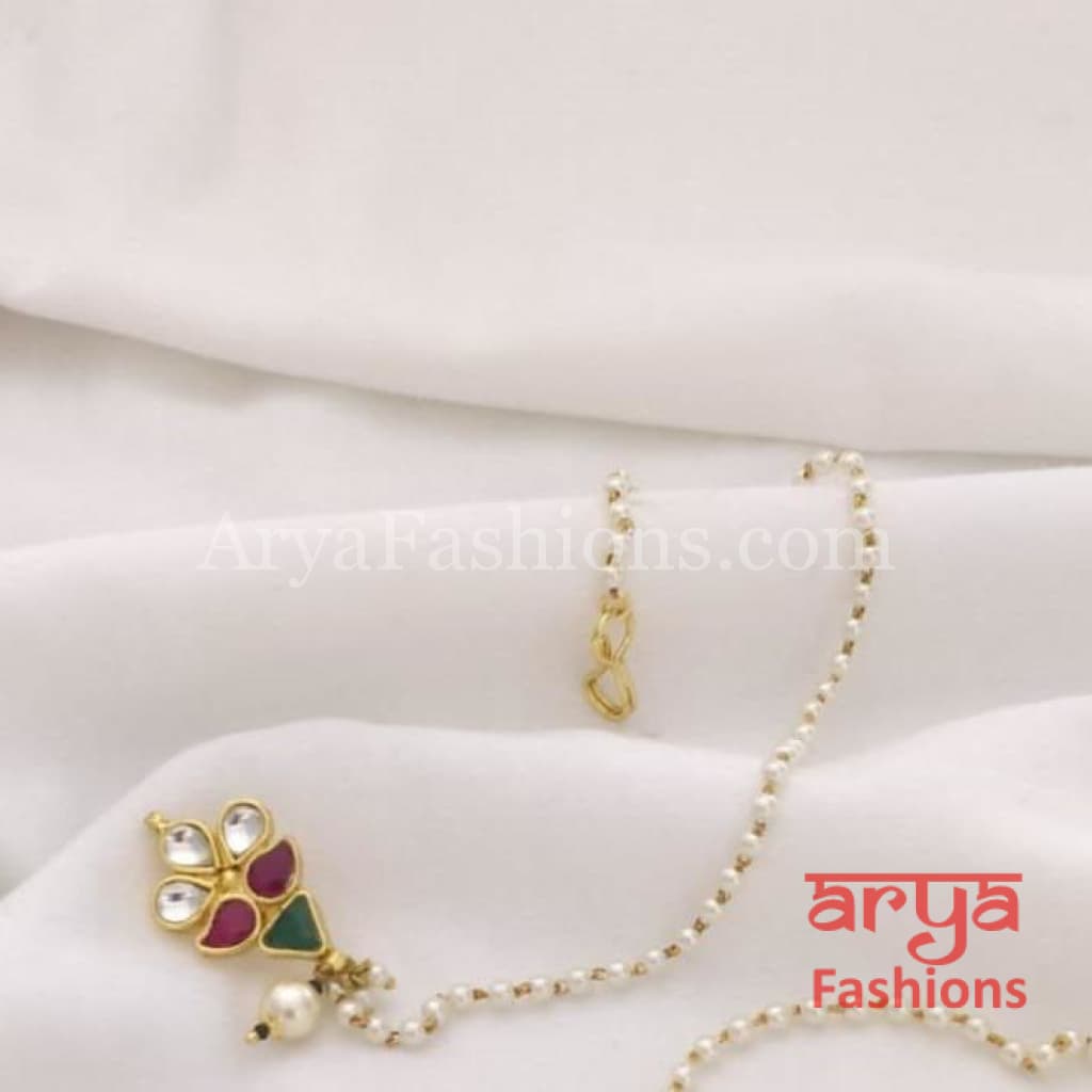 Ruby Pacchi Kundan Nose Clip/ CZ non piercing nose ring/ Bridal Nosepin
