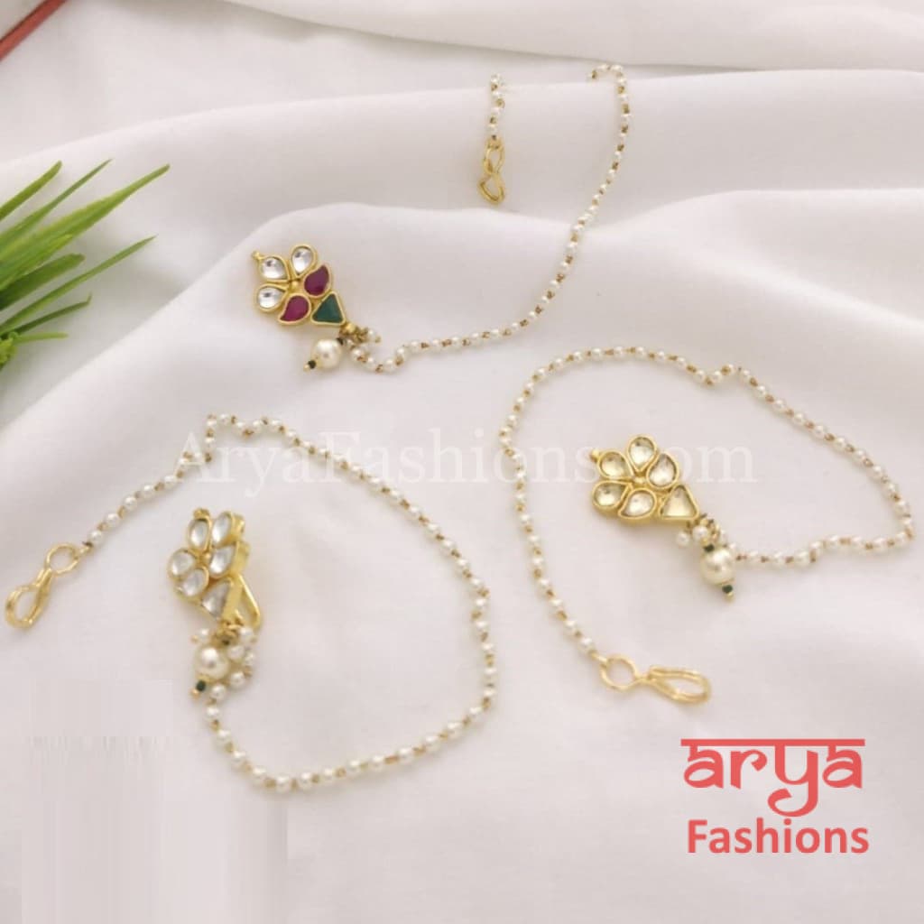 Ruby Pacchi Kundan Nose Clip/ CZ non piercing nose ring/ Bridal Nosepin
