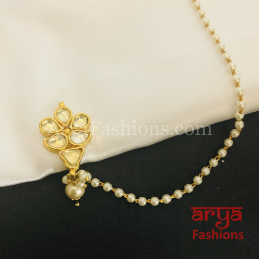 Ruby Pacchi Kundan Nose Clip/ CZ non piercing nose ring/ Bridal Nosepin