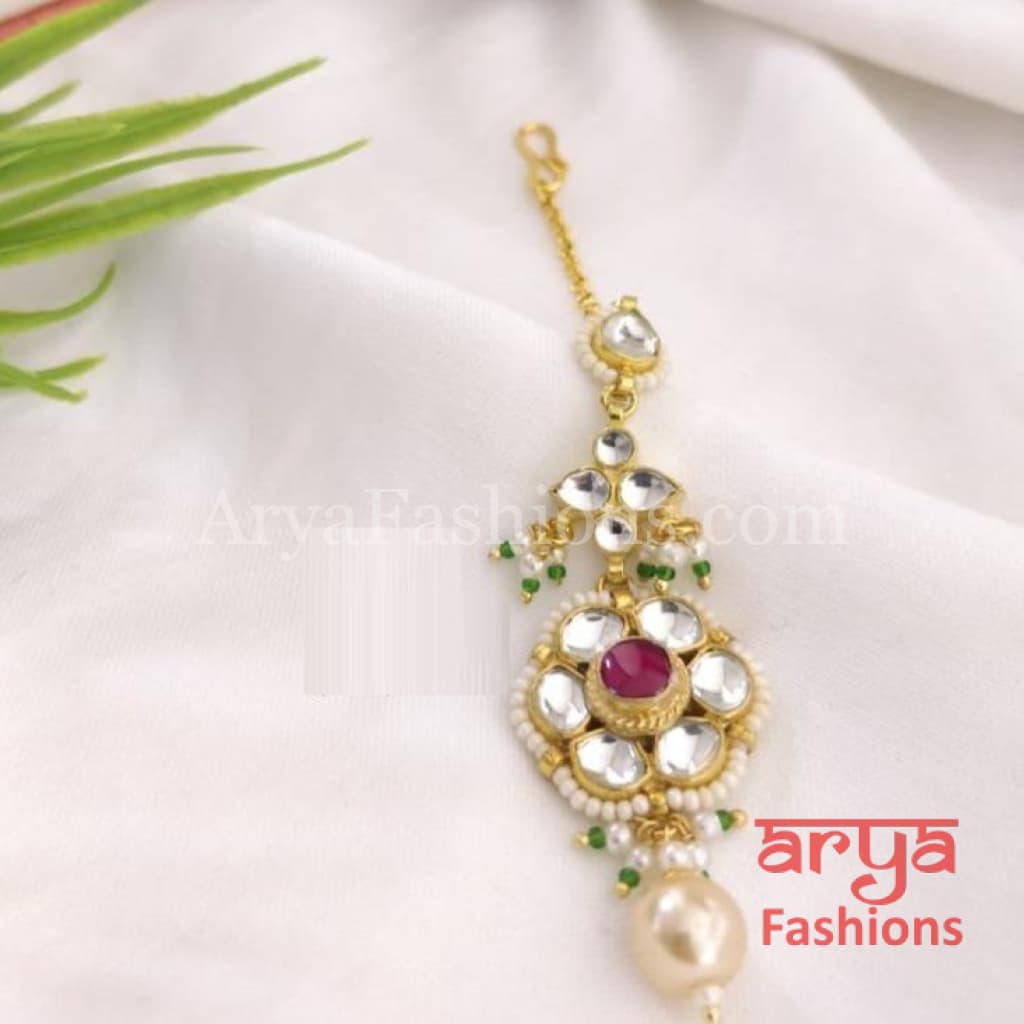 Russhi CZ Kundan Mang Tikka for Girls