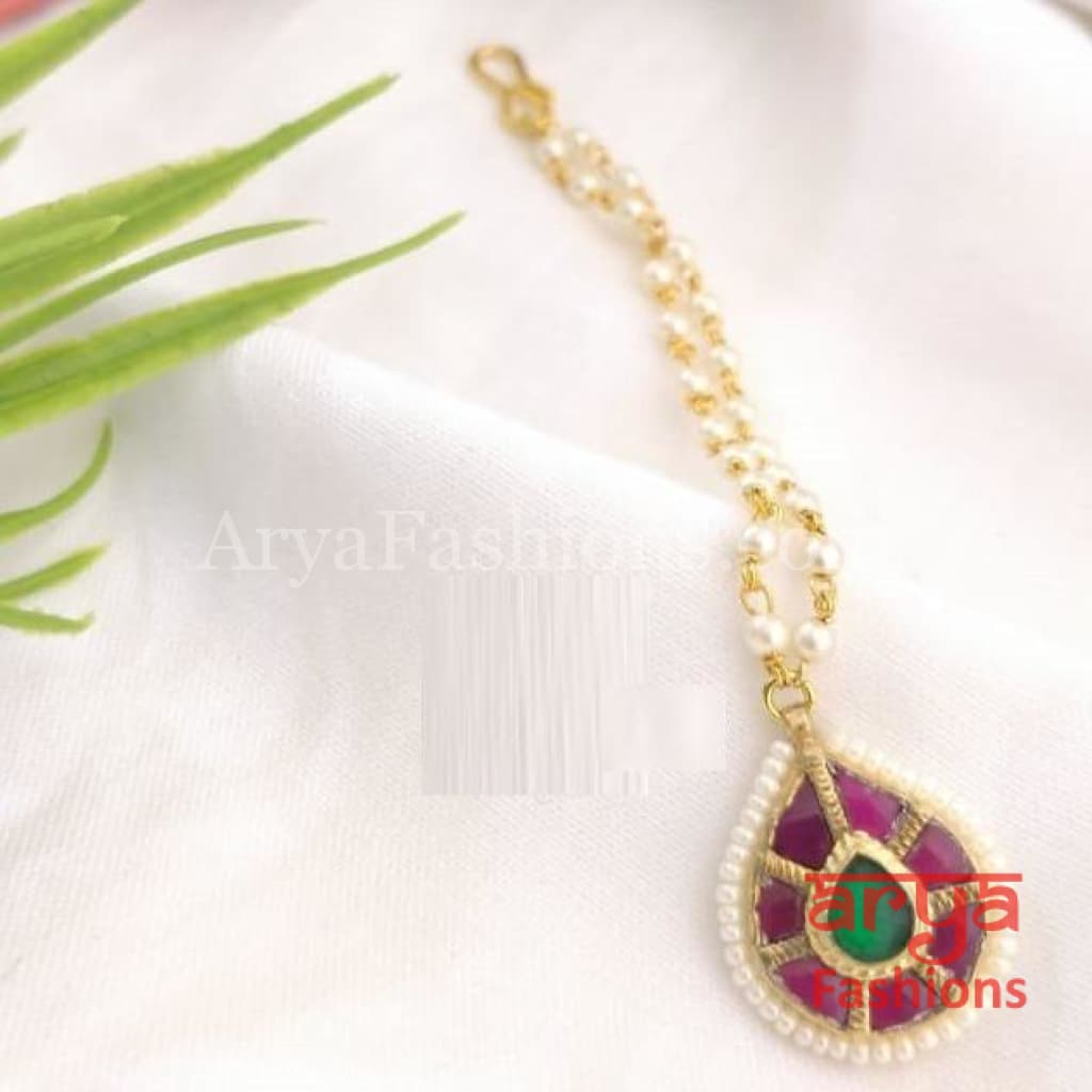 Russhi CZ Kundan Round Mang Tika for Girls