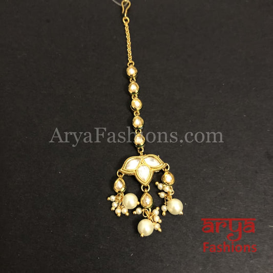 Russhi Small Kundan Pearl Mang Tika for Girls