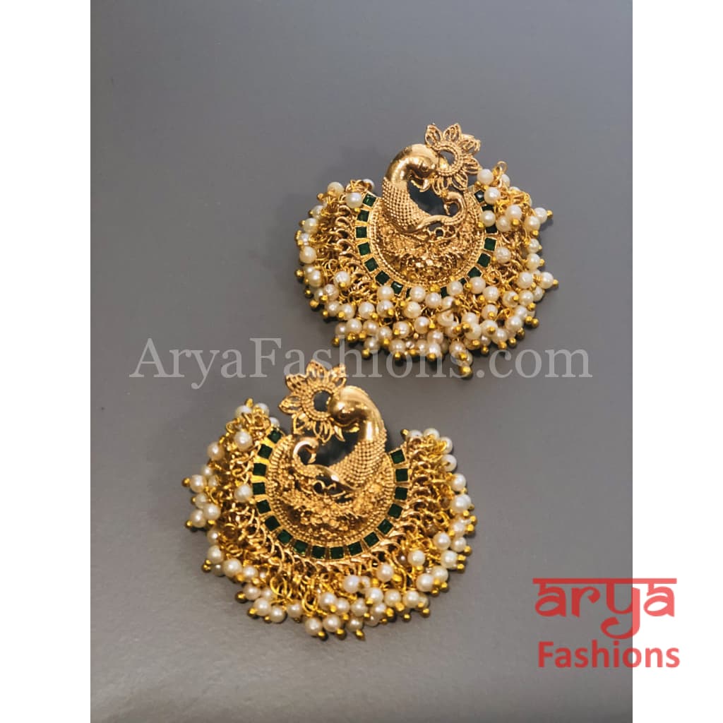 Saba Amrapali Inspired Golden Polki Chandbali Earrings