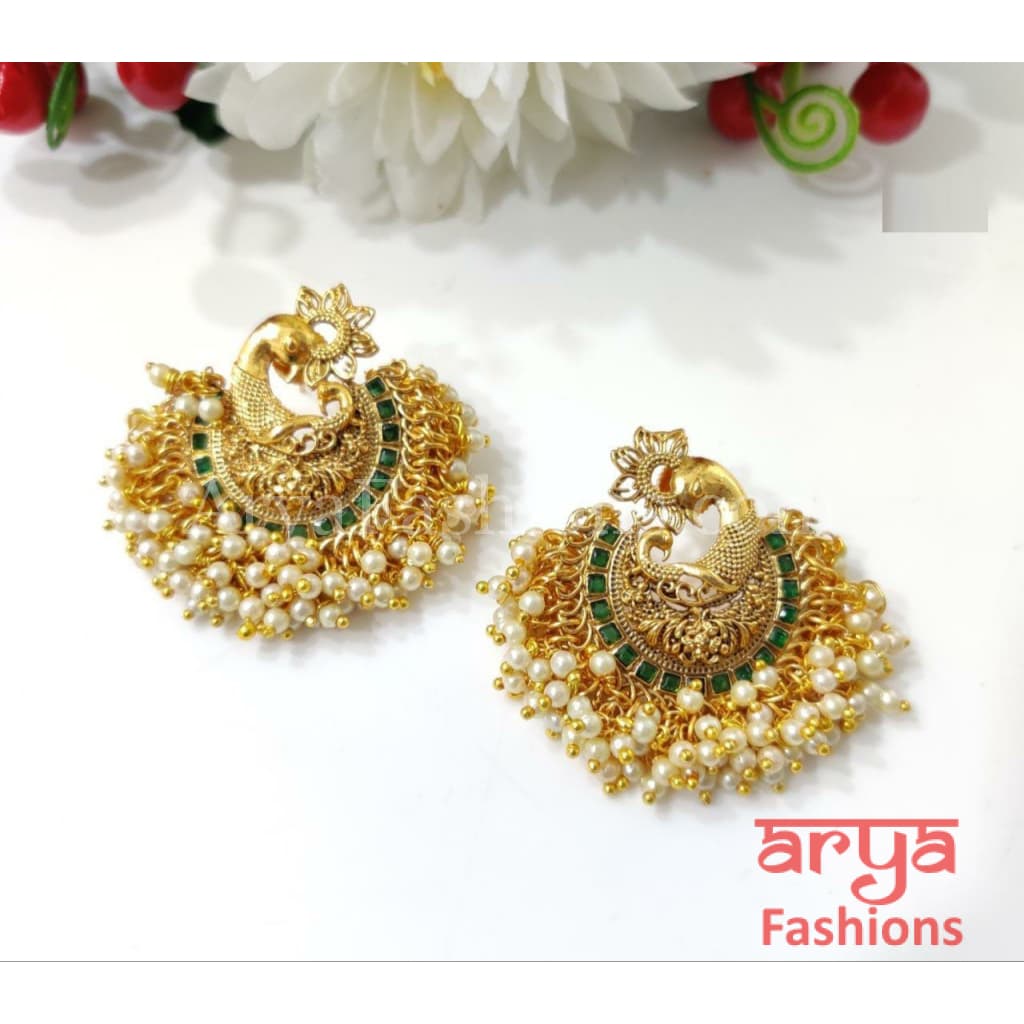 Saba Amrapali Inspired Golden Polki Chandbali Earrings