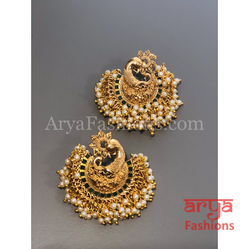 Saba Amrapali Inspired Golden Polki Chandbali Earrings