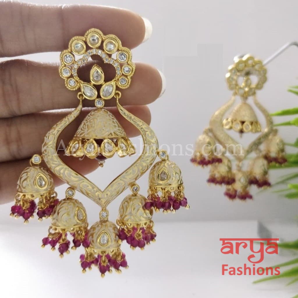 Saba Bridal Kundan Pearl Meenakari Chandbali