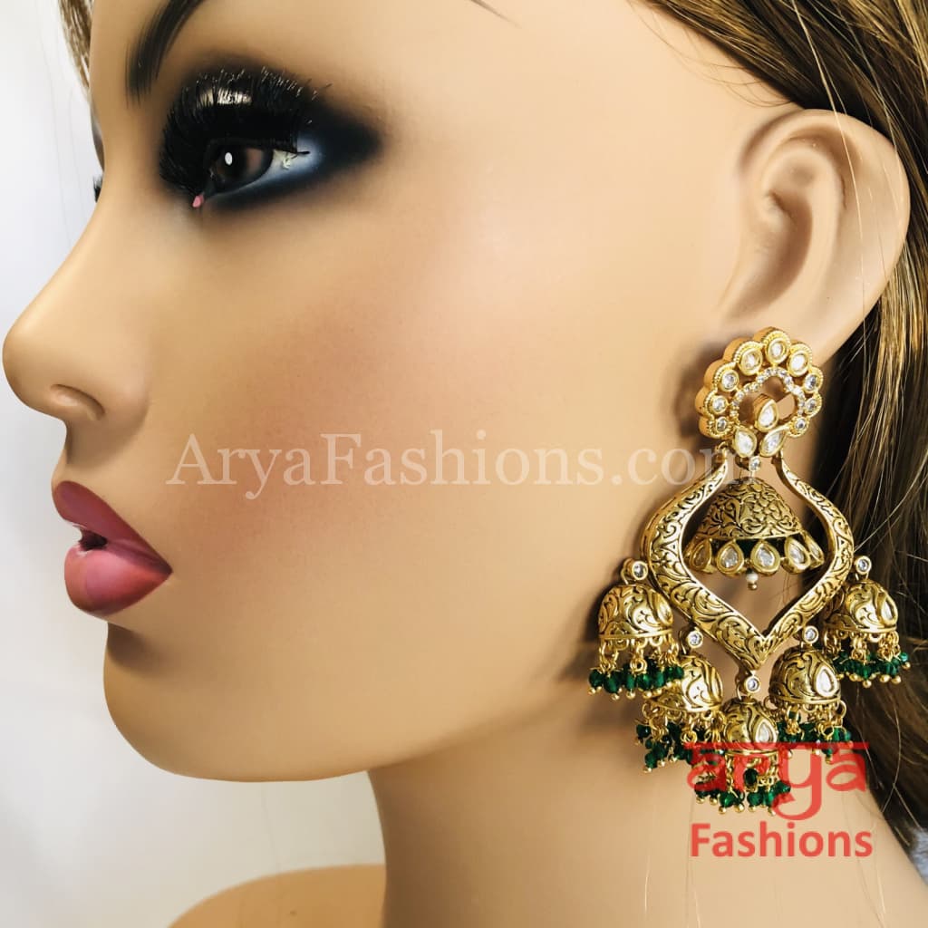 Saba Bridal Kundan Pearl Meenakari Chandbali