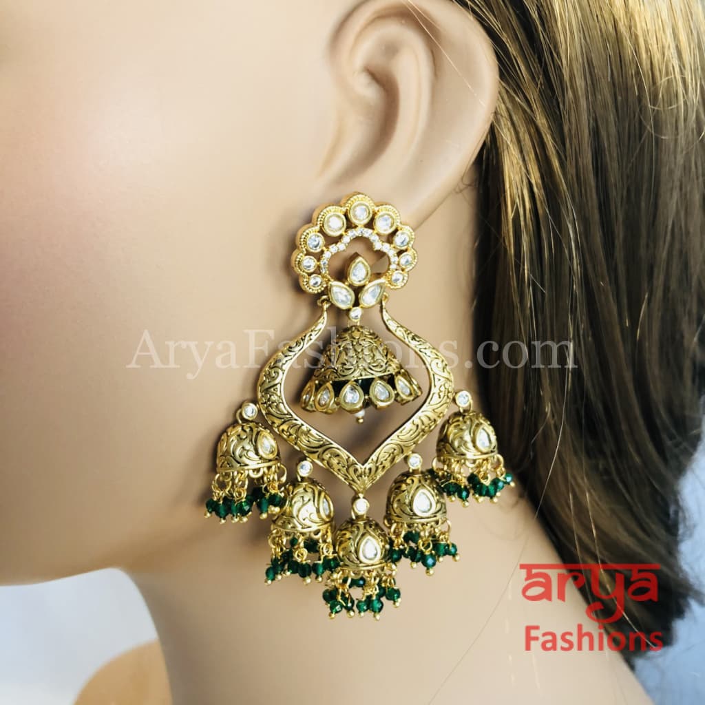 Saba Bridal Kundan Pearl Meenakari Chandbali