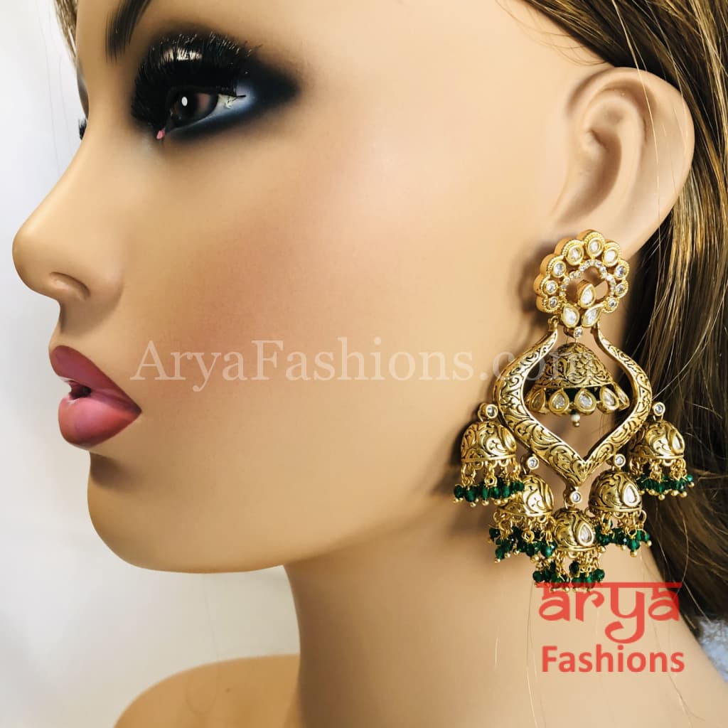 Saba Bridal Kundan Pearl Meenakari Chandbali