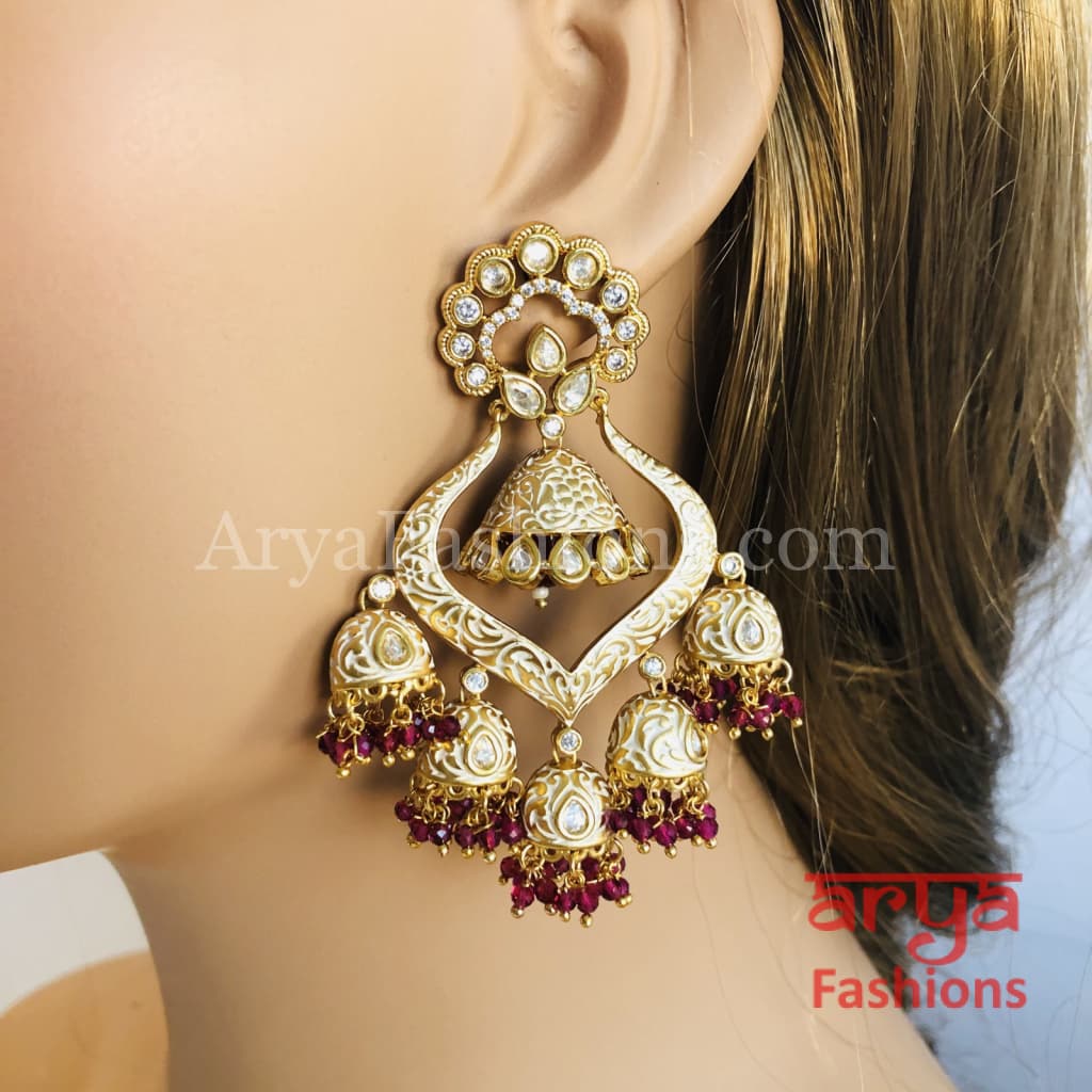 Saba Bridal Kundan Pearl Meenakari Chandbali