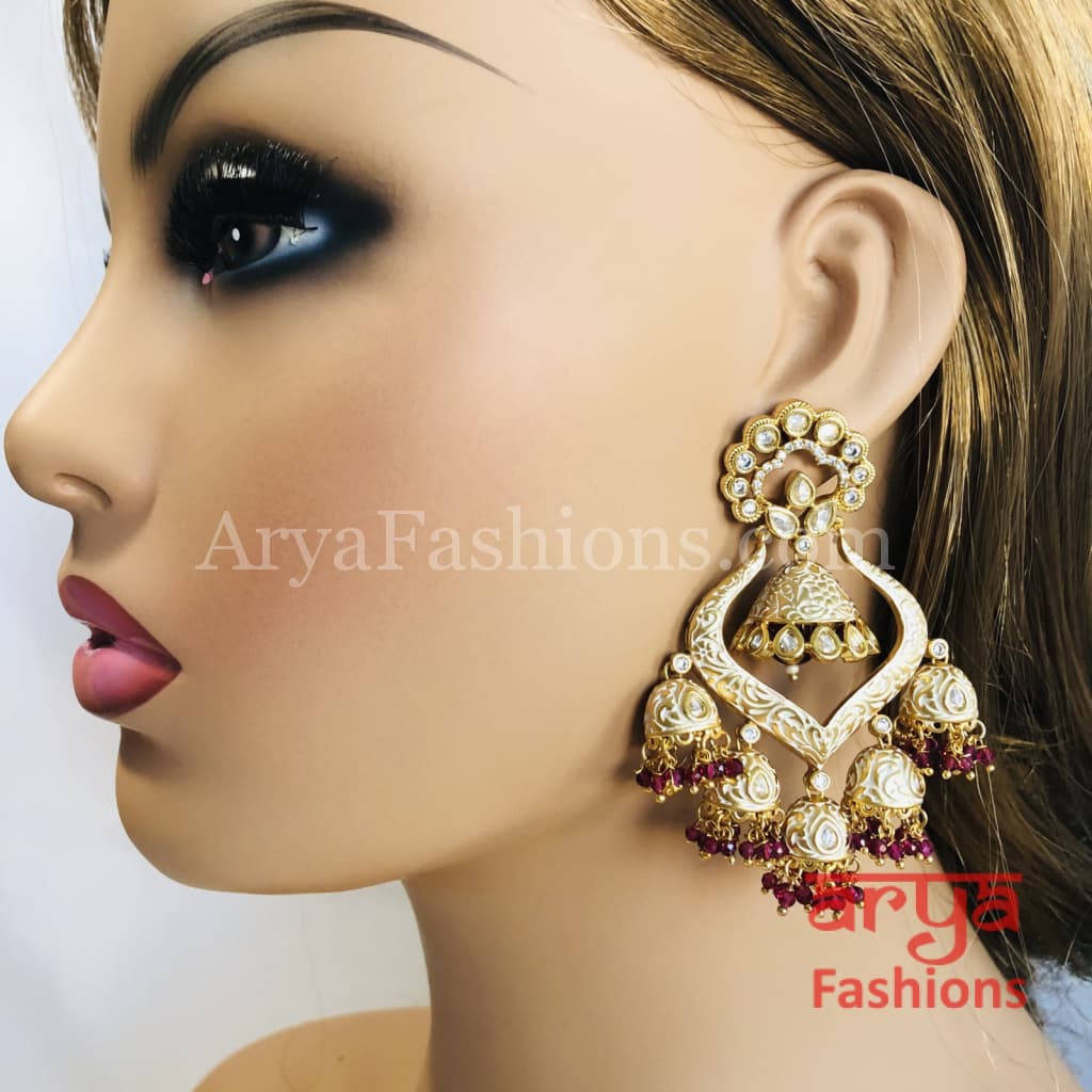 Saba Bridal Kundan Pearl Meenakari Chandbali