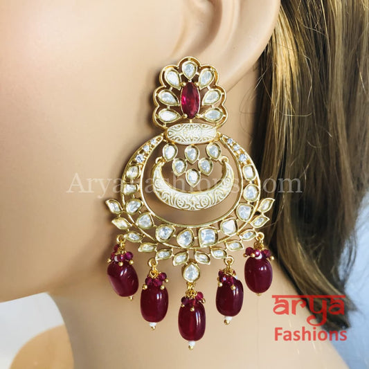 Saba Bridal Meenakari Kundan Emerald Pearl Long Chandbali