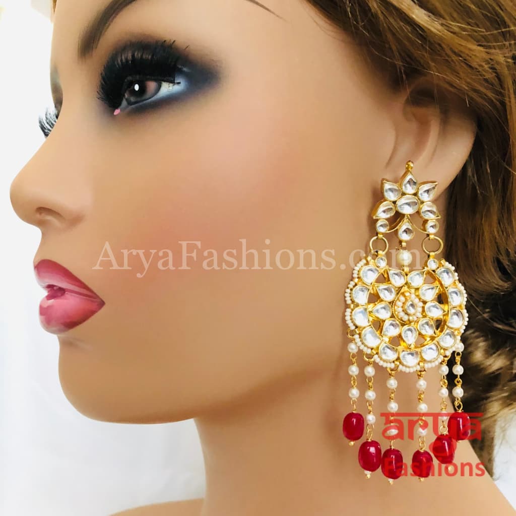 Saba Kundan Ruby Pearl Chandbalis