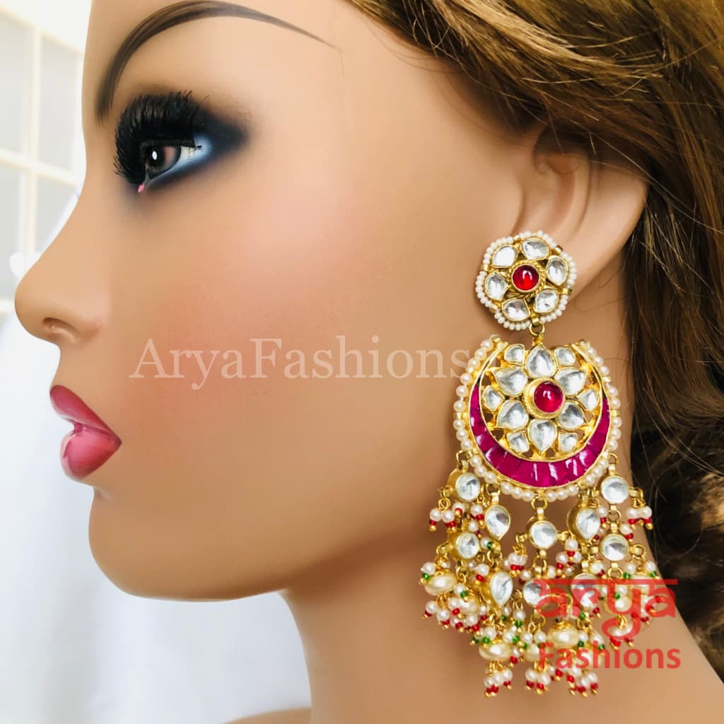 Saba Kundan Ruby Pearl Chandbalis