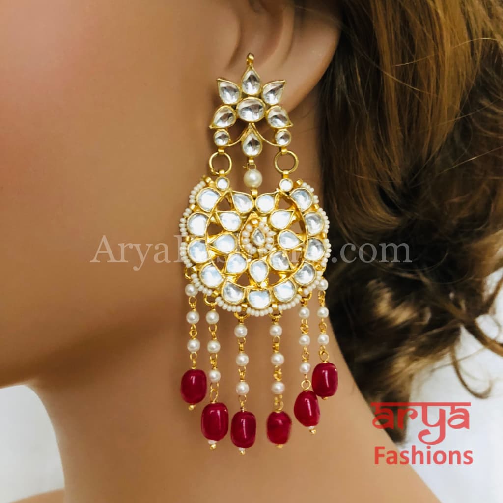 Saba Kundan Ruby Pearl Chandbalis