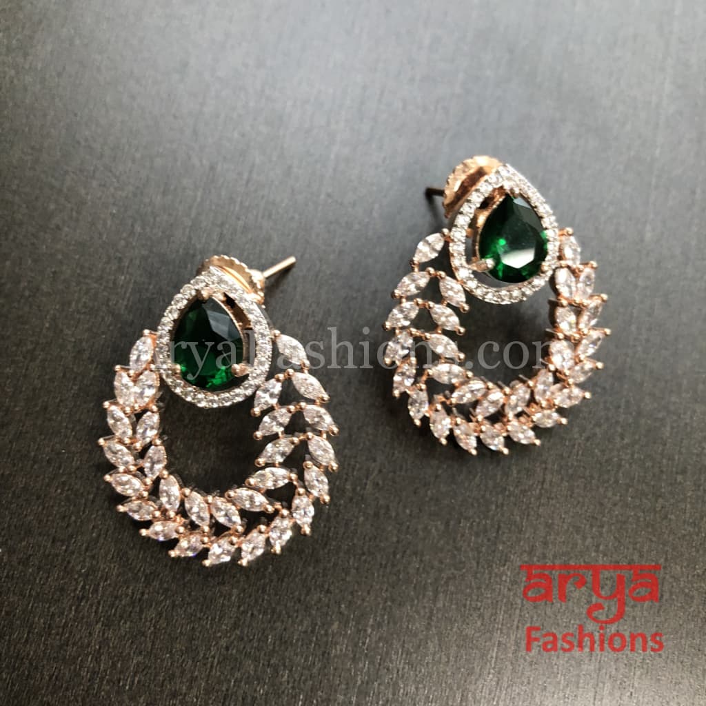 Saba Rose Gold Cubic Zirconia Stud Earrings