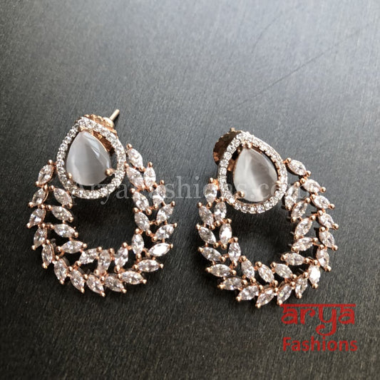 Saba Rose Gold Cubic Zirconia Stud Earrings