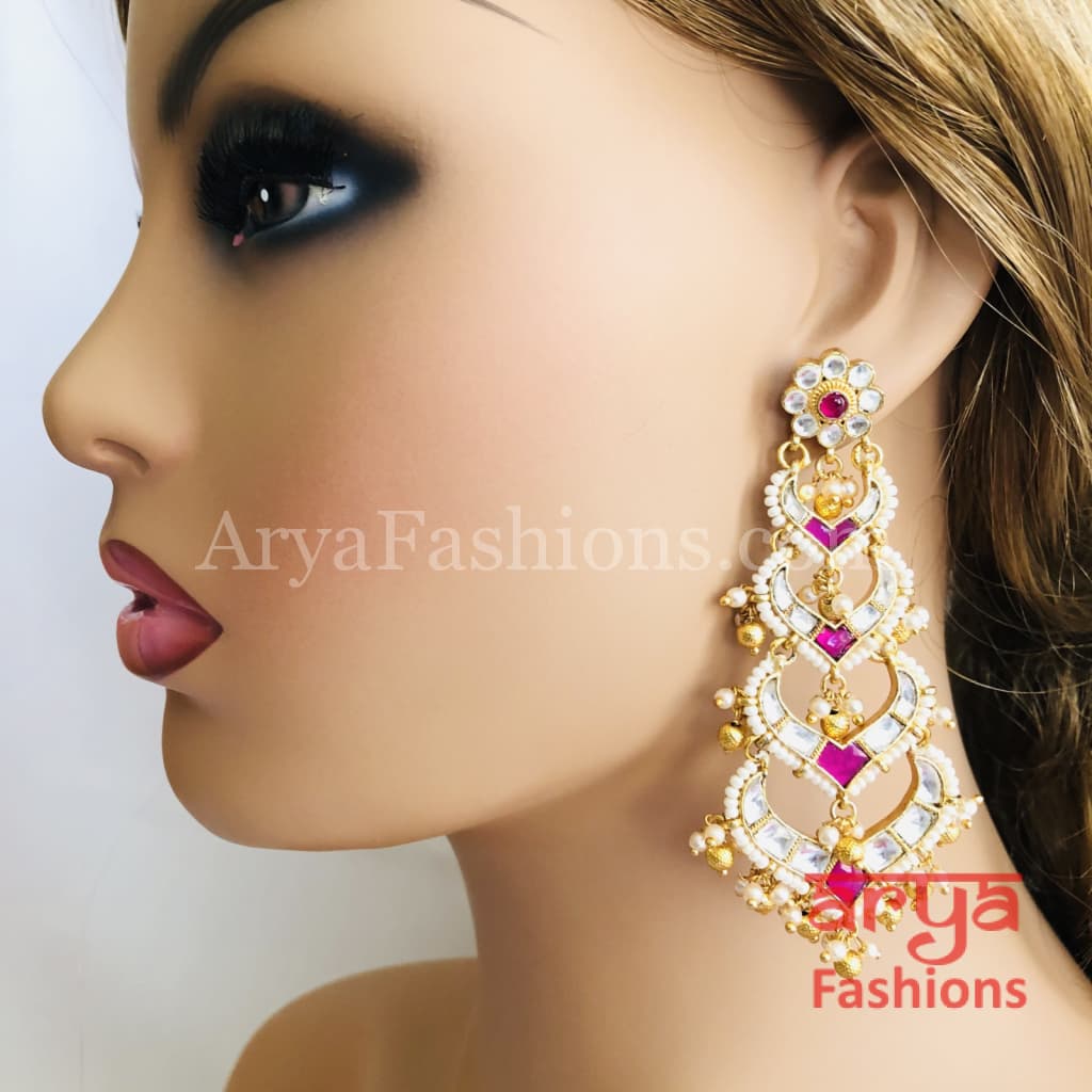Saba Ruby Pearl Jadau Kundan jhumka earrings