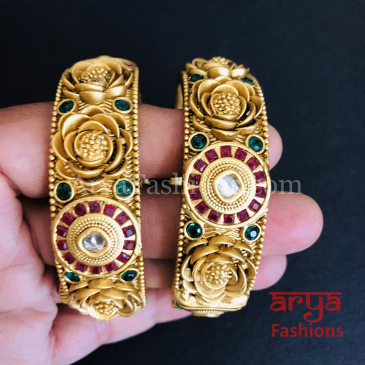 Sahiba Golden Kundan Kada with Ruby and stones