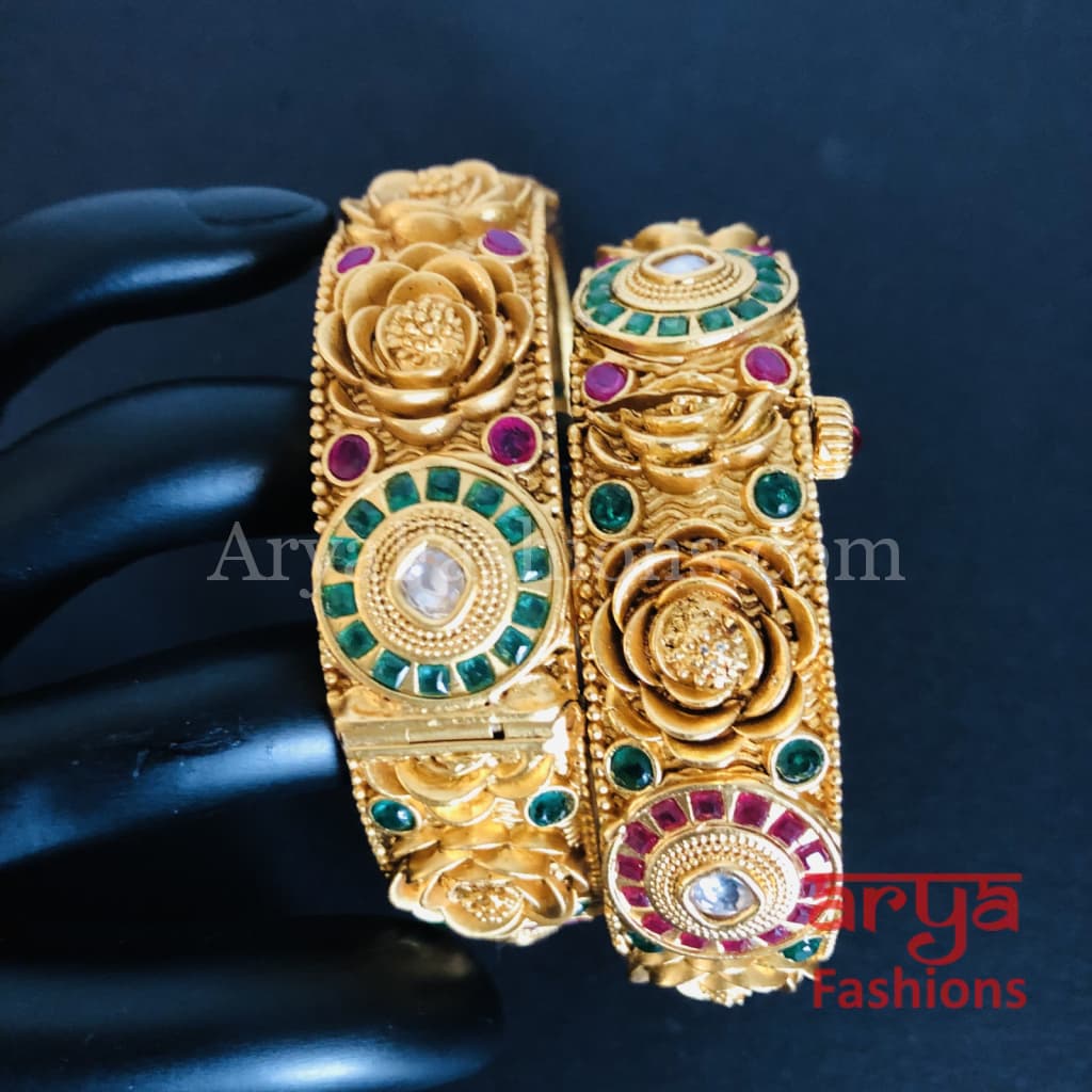 Sahiba Golden Kundan Kada with Ruby and stones