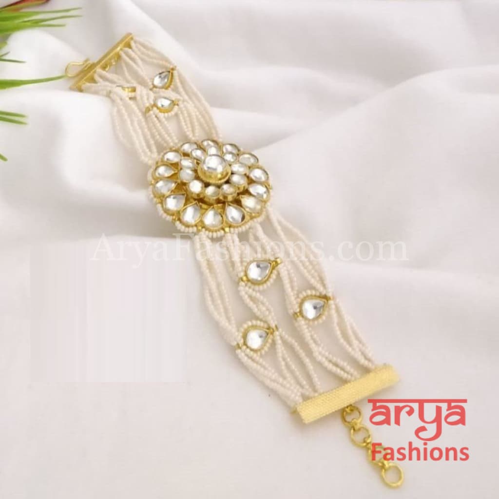 Sakshi Bridal Kundan Jadau Bracelet with Pearls