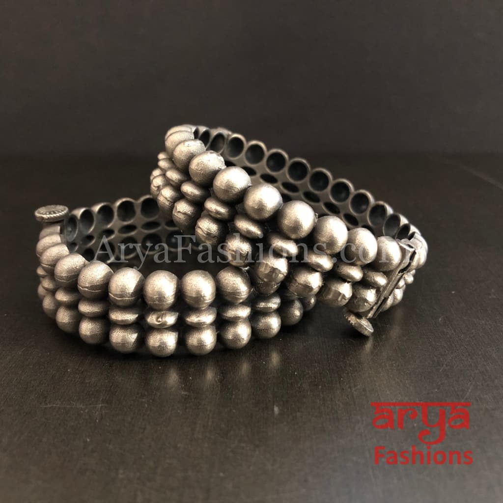 Sara Silver Oxidized Bracelet Gokhroo Bangles/ Tribal Jewelry/ Ethnic Bangles