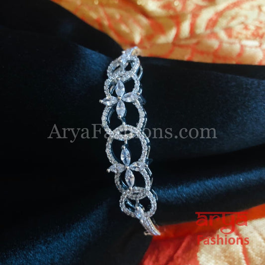 Shaiva CZ Crystal Party Bracelet/ Silver Band Bracelet