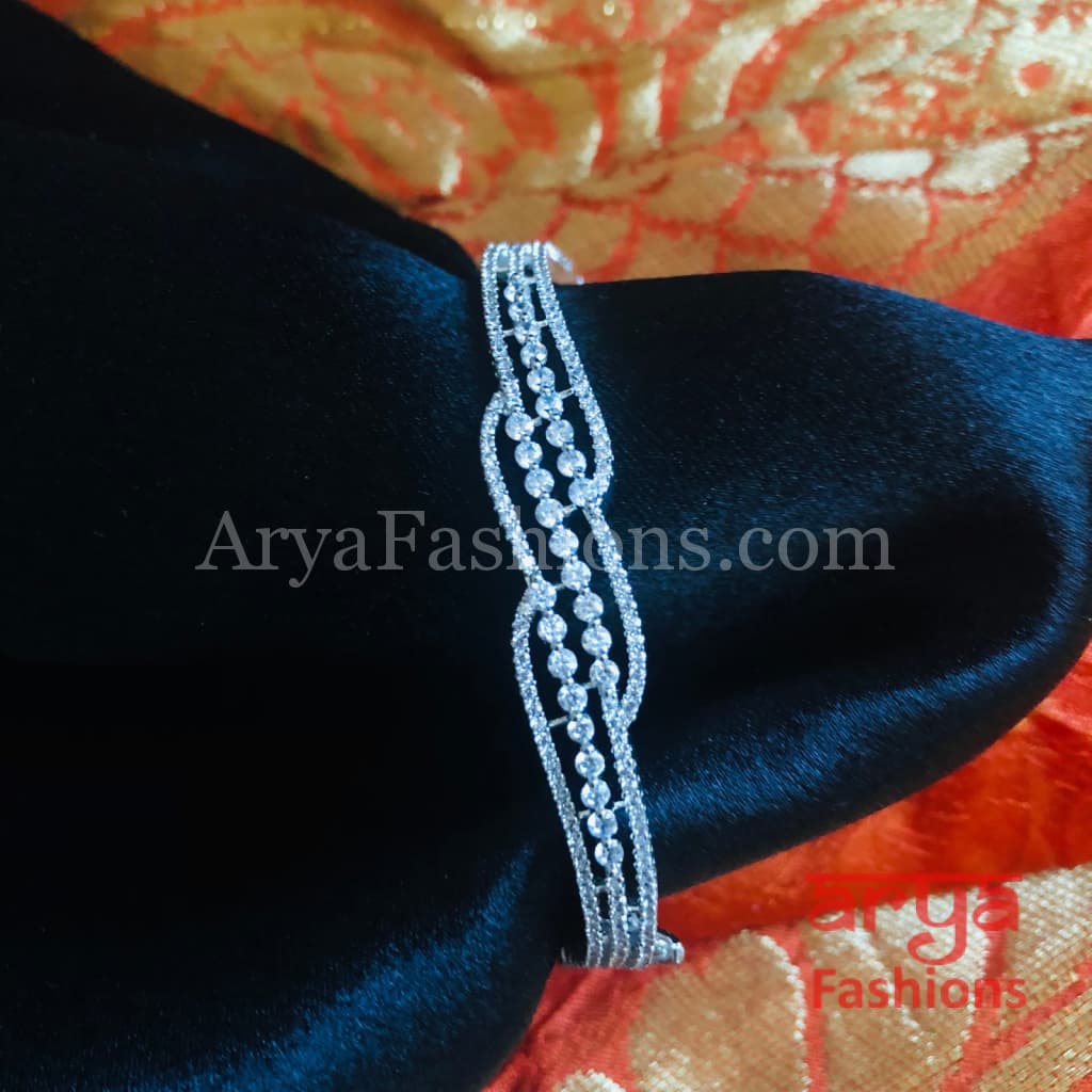 Shami CZ Crystal Party Bracelet/ Silver Band Bracelet