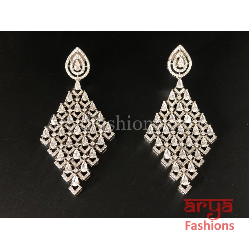 Silver Cubic Zirconia Party earrings