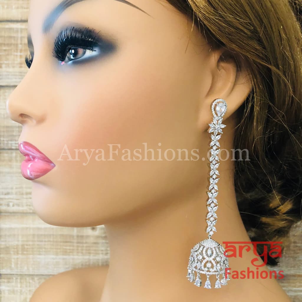 Silver CZ Designer Jhumka Earrings / Cocktail