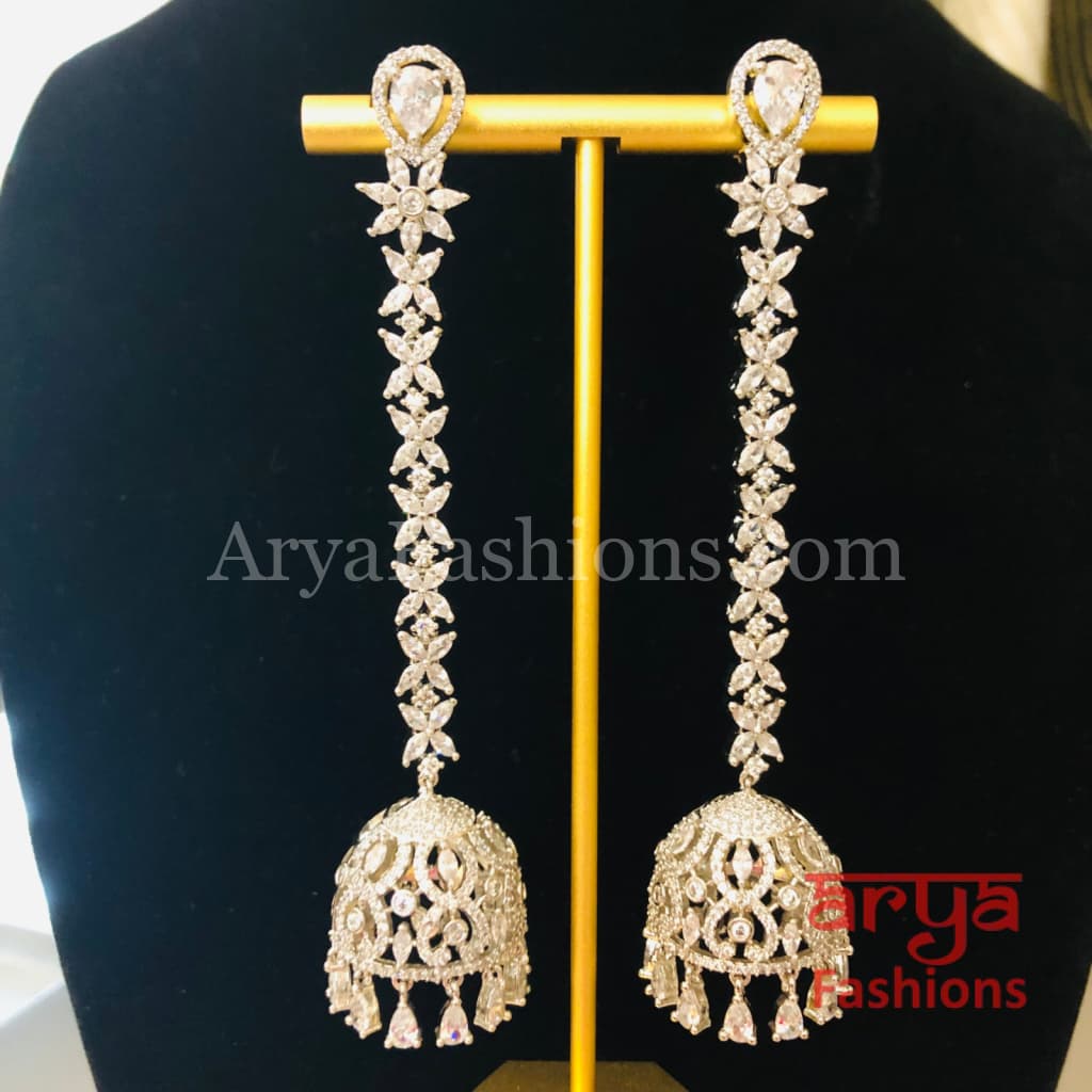 Silver CZ Designer Jhumka Earrings / Cocktail