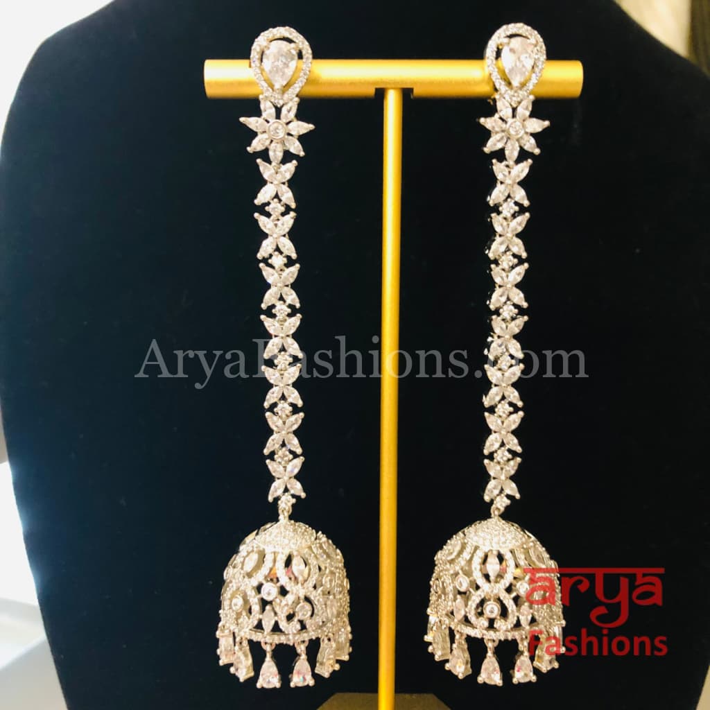 Silver CZ Designer Jhumka Earrings / Cocktail
