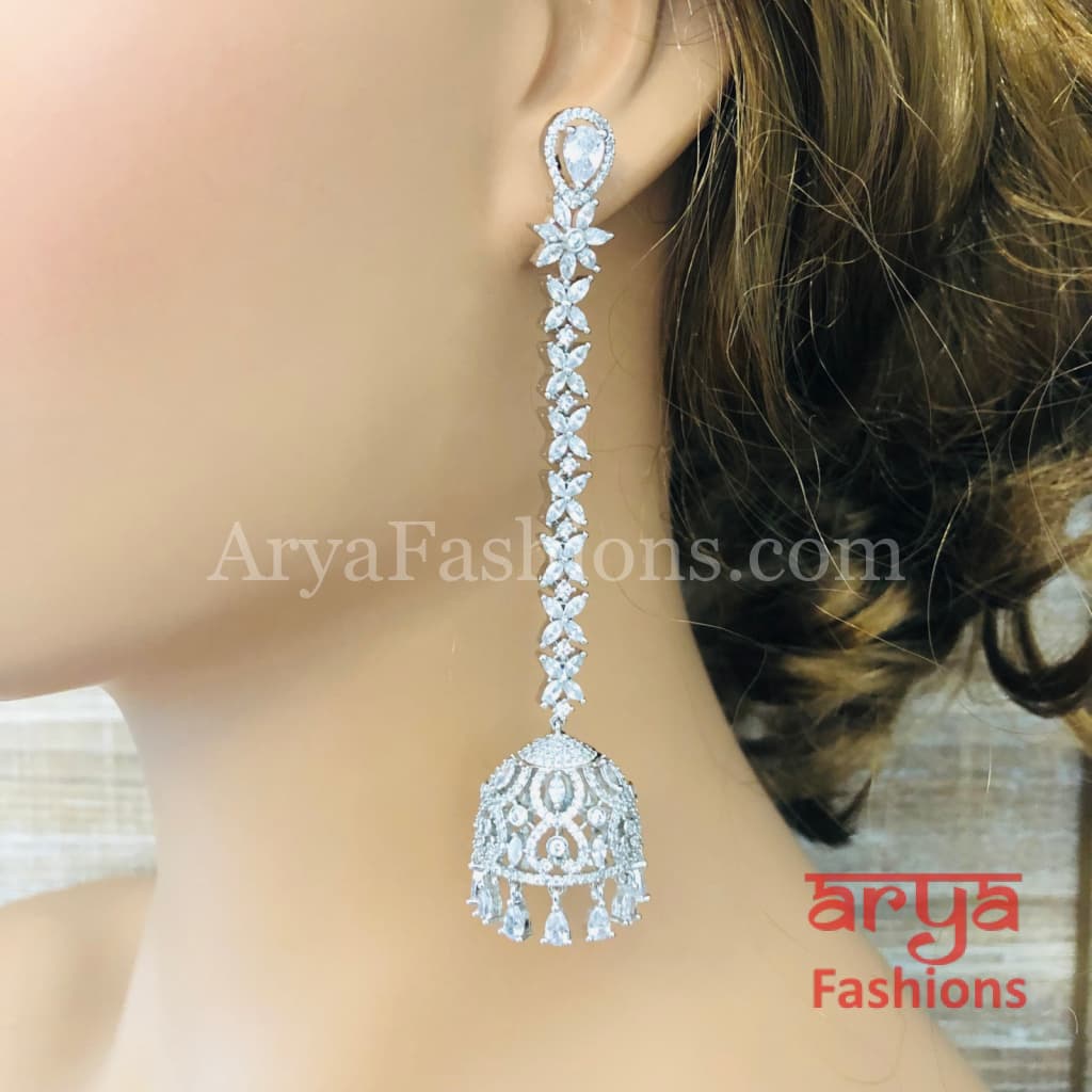 Silver CZ Designer Jhumka Earrings / Cocktail