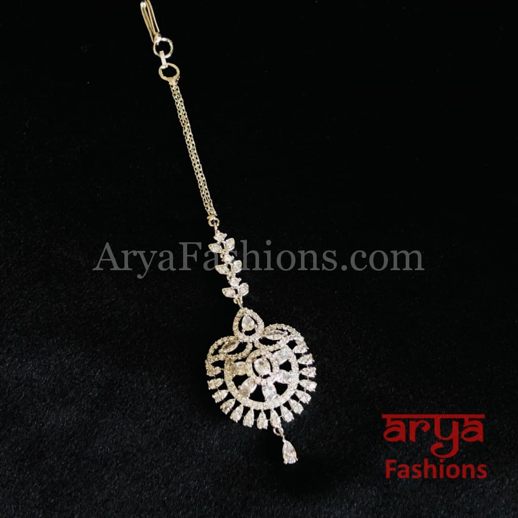 Silver CZ Mang Tika/Maang Tikka