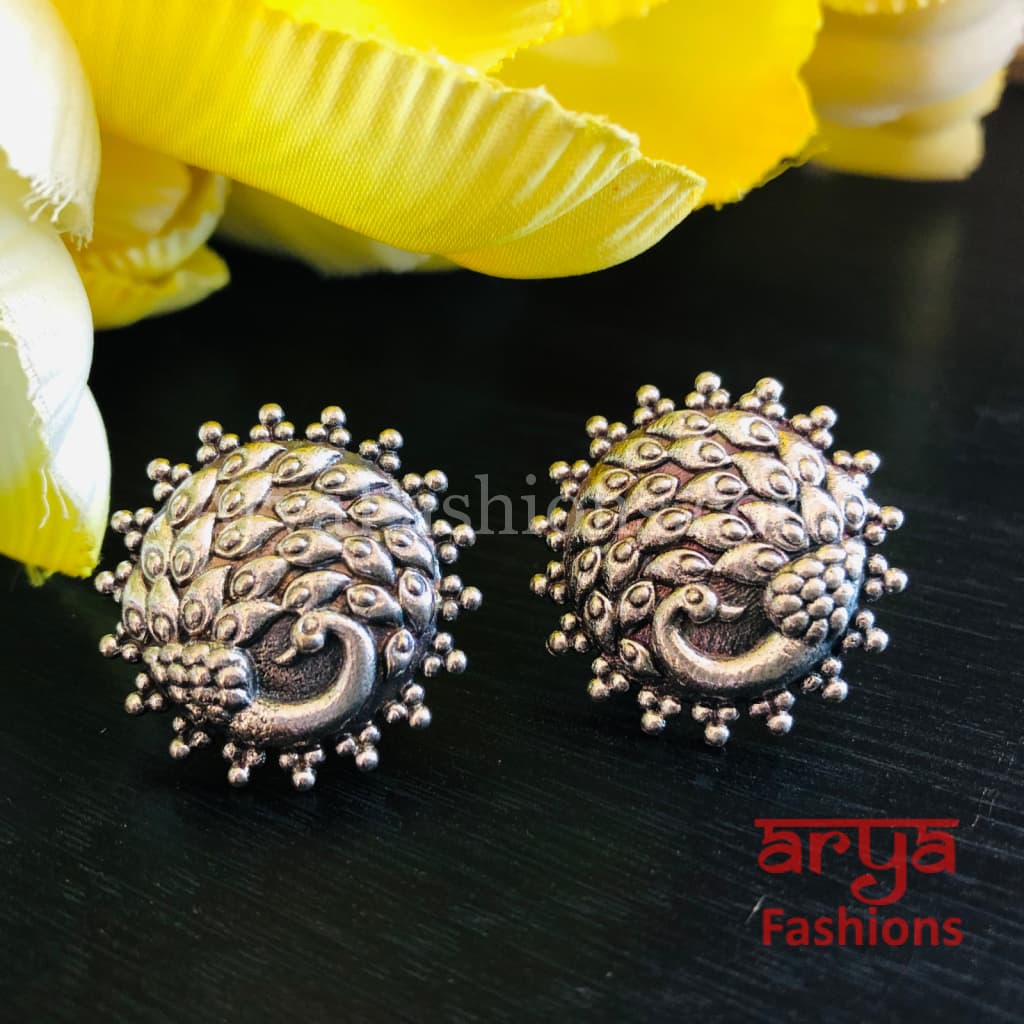 Silver Oxidized Bird Studs