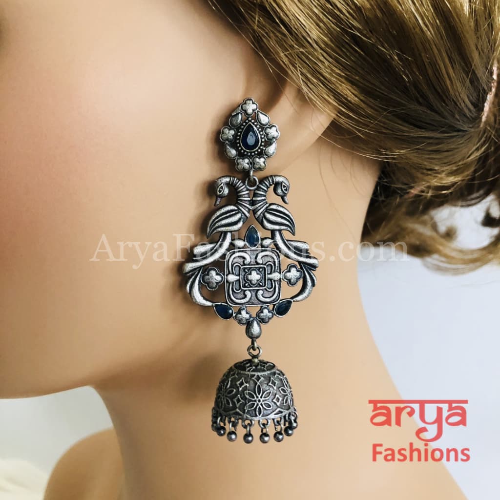 Silver Oxidized Jhumka Tribal Ethnic Earrings