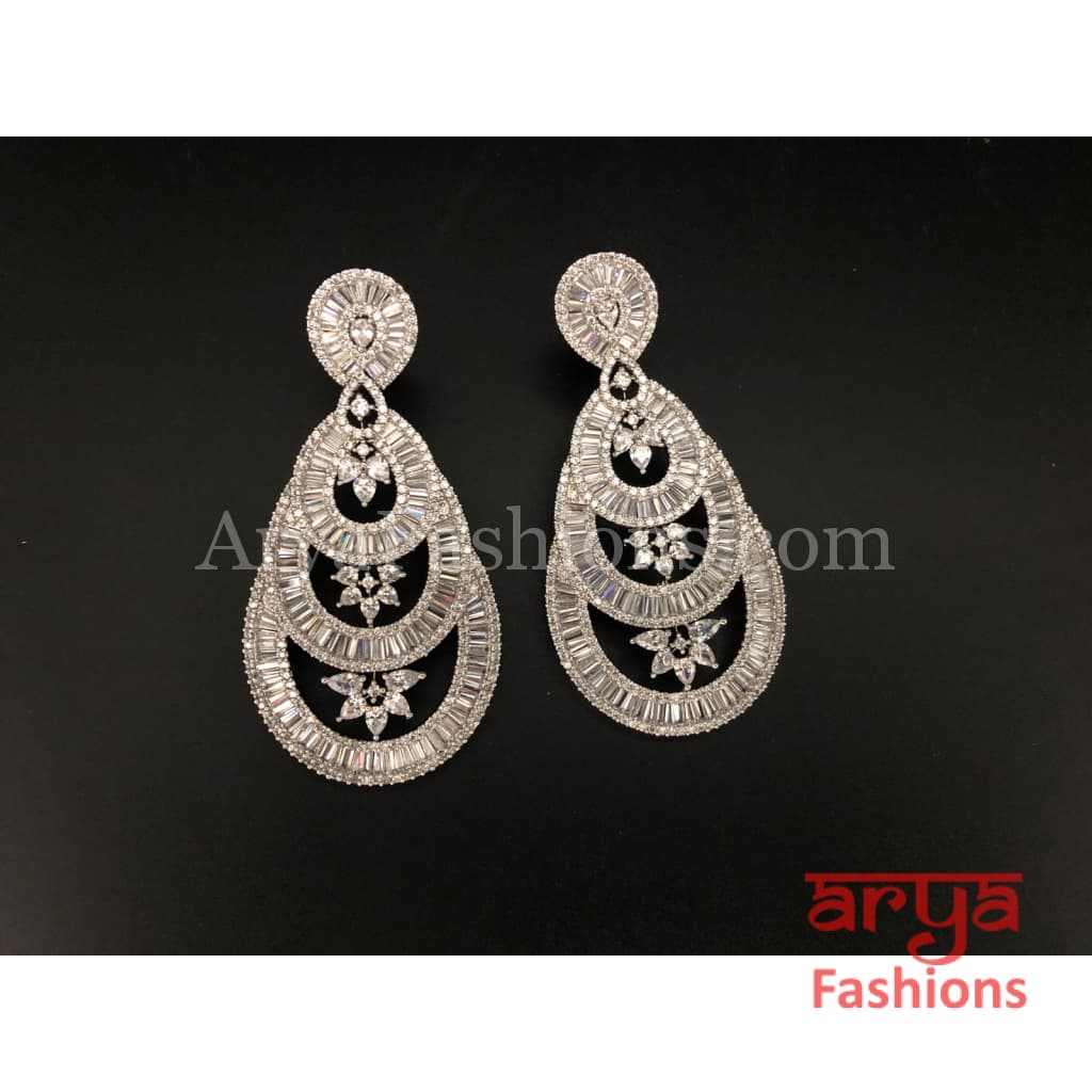 Silver tone Cubic Zirconia Party earrings