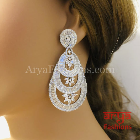 Silver tone Cubic Zirconia Party earrings