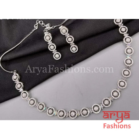 Single Line Silver Cubic Zirconia Necklace