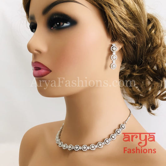 Single Line Silver Cubic Zirconia Necklace