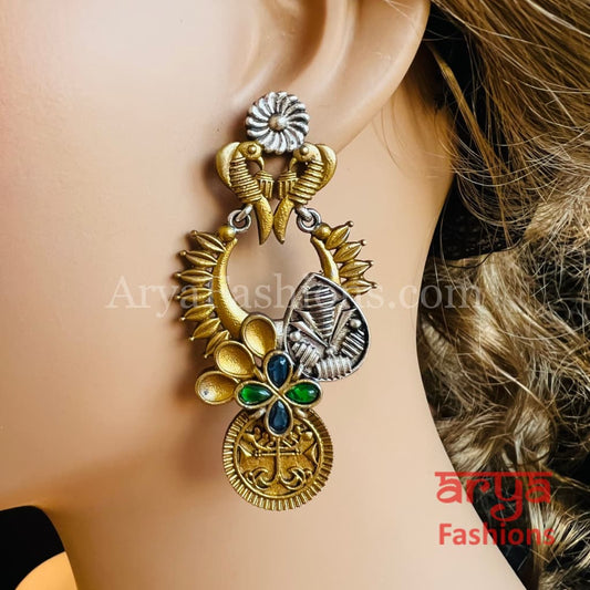 Siya Antique Dual Tone Oxidized Indian Chandbali