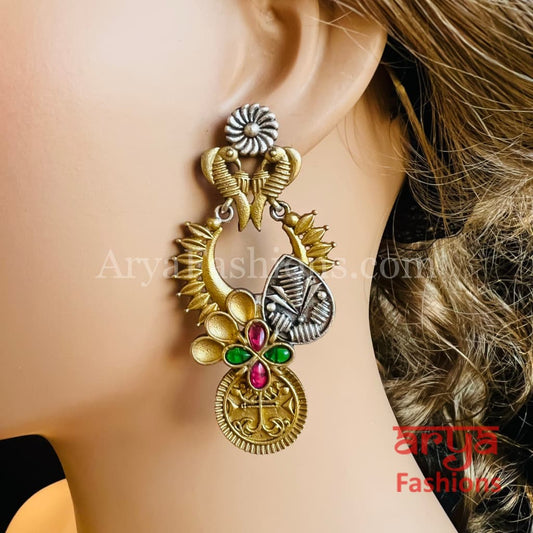 Siya Antique Dual Tone Oxidized Indian Chandbali